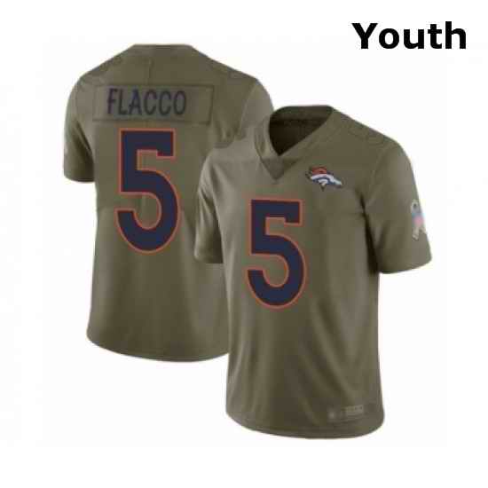 Youth Denver Broncos 5 Joe Flacco Limited Olive 2017 Salute to Service Football Jersey